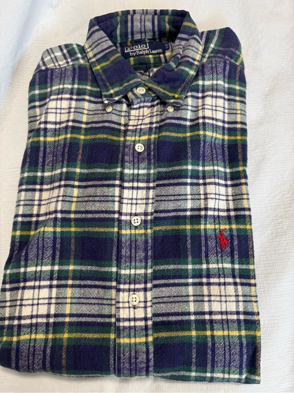 Ralph Lauren Green, Navy & White Plaid Button-Down Shirt
